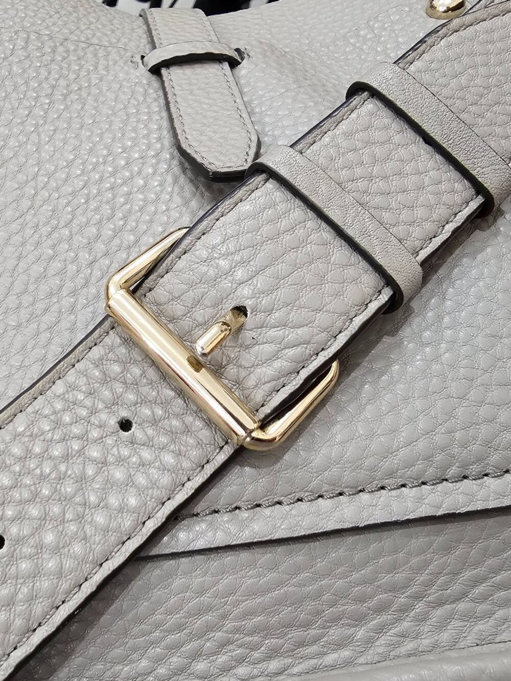 Taupe Gray Pebbled Leather Crossbody Bag w/ Gold Studs by Rebecca Minkoff - Picture 6 of 14